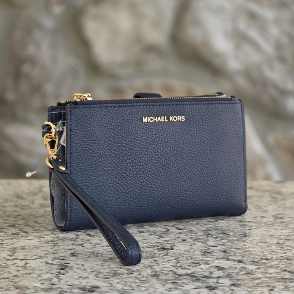 Michael Kors Jet Set Double Zip Large Blue Wristlet